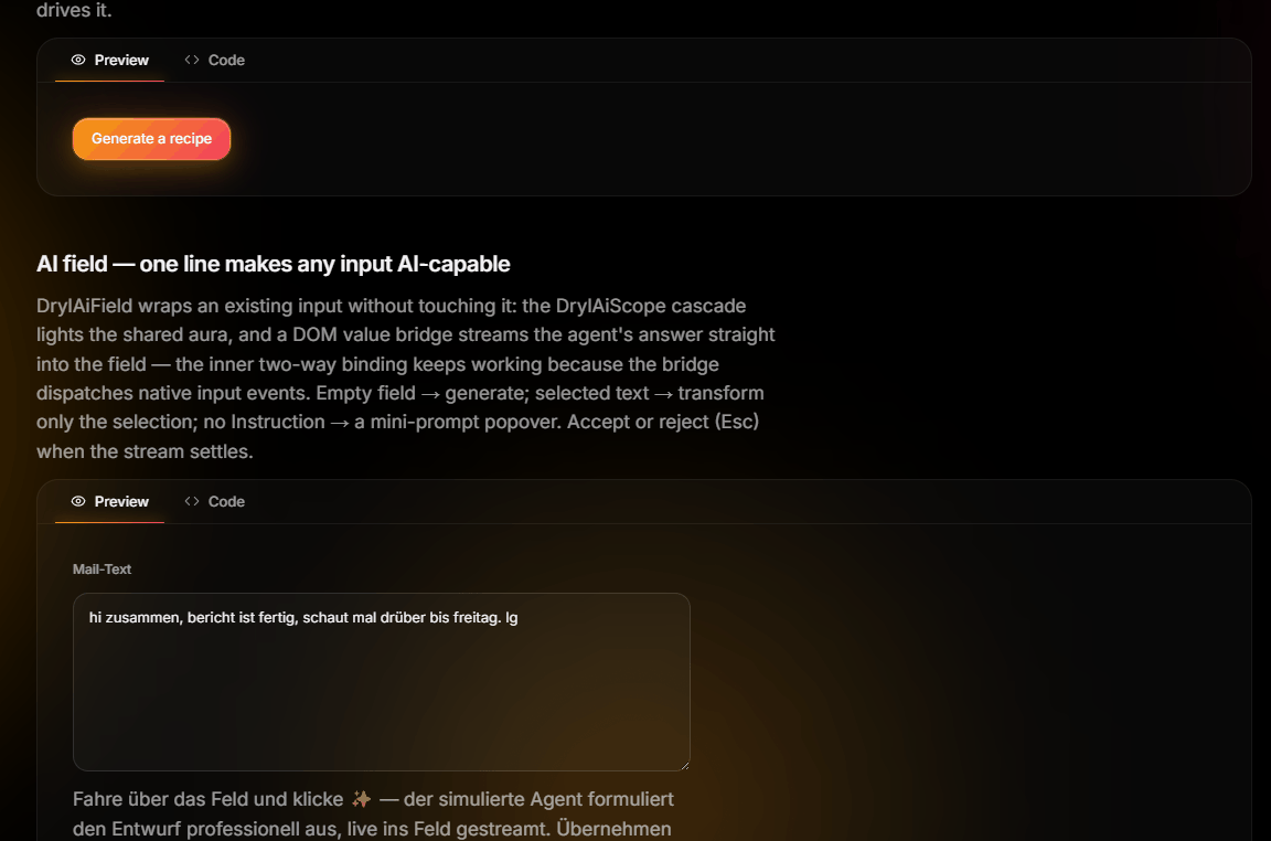 Screenshot: DRYL.Components.Agents